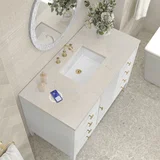 Myrrin 48" Single Vanity, Bright White, w/ 3 CM Siberian Silestone Top w/FreePower Wireless Charger