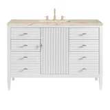 Myrrin 48" Single Vanity, Bright White, w/ 3 CM Tajnar Eclos Top w/FreePower Wireless Charger