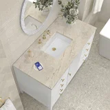 Myrrin 48" Single Vanity, Bright White, w/ 3 CM Tajnar Eclos Top w/FreePower Wireless Charger