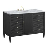 Myrrin 48" Single Vanity, Carbon Oak w/ 3 CM Carrara White Marble Top