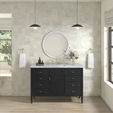 Myrrin 48" Single Vanity, Carbon Oak w/ 3 CM Carrara White Marble Top