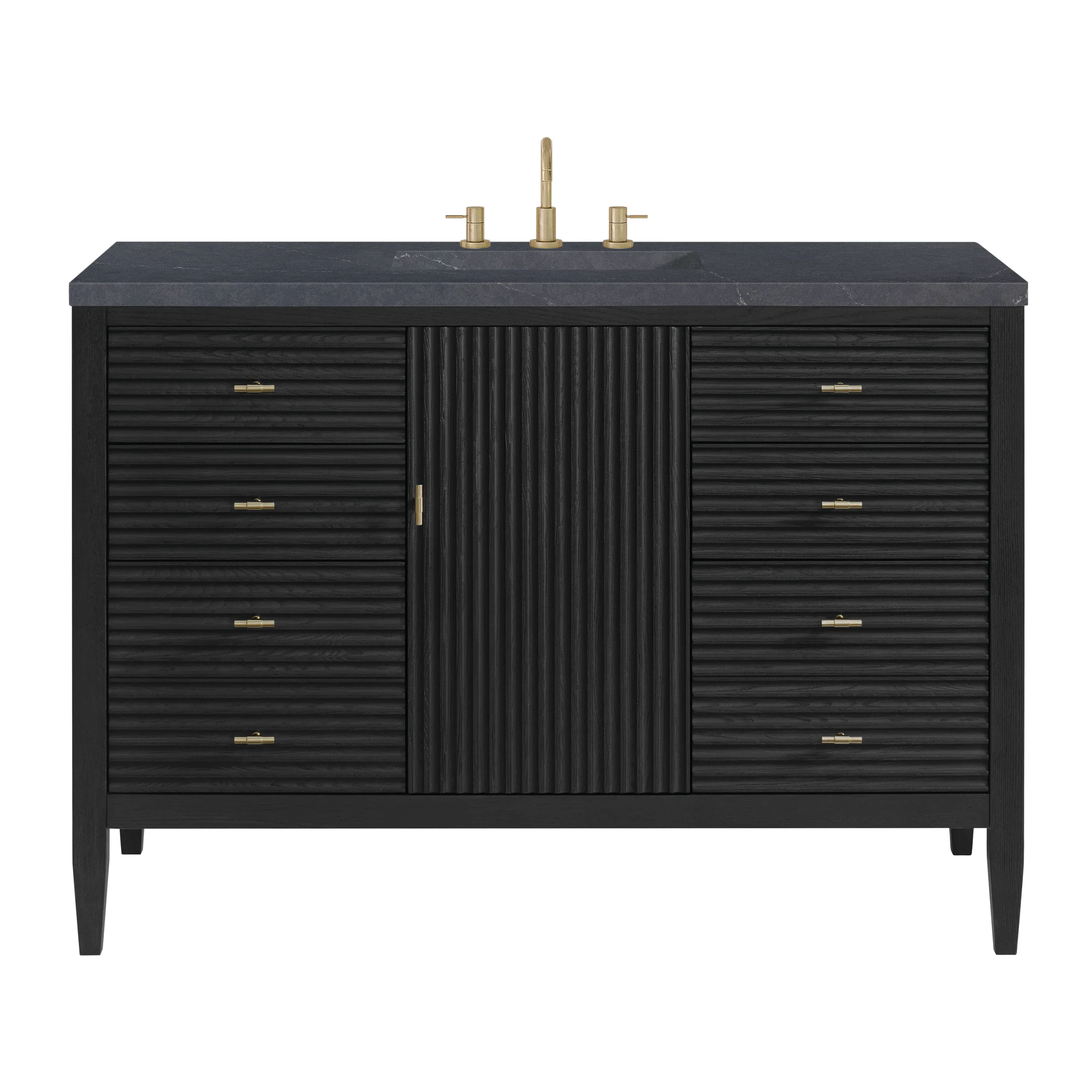 Myrrin 48" Single Vanity, Carbon Oak w/ 3 CM Charcoal Soapstone Silestone Top