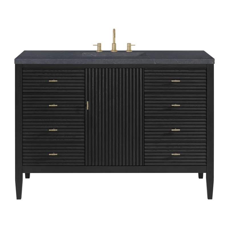Myrrin 48" Single Vanity, Carbon Oak w/ 3 CM Charcoal Soapstone Silestone Top