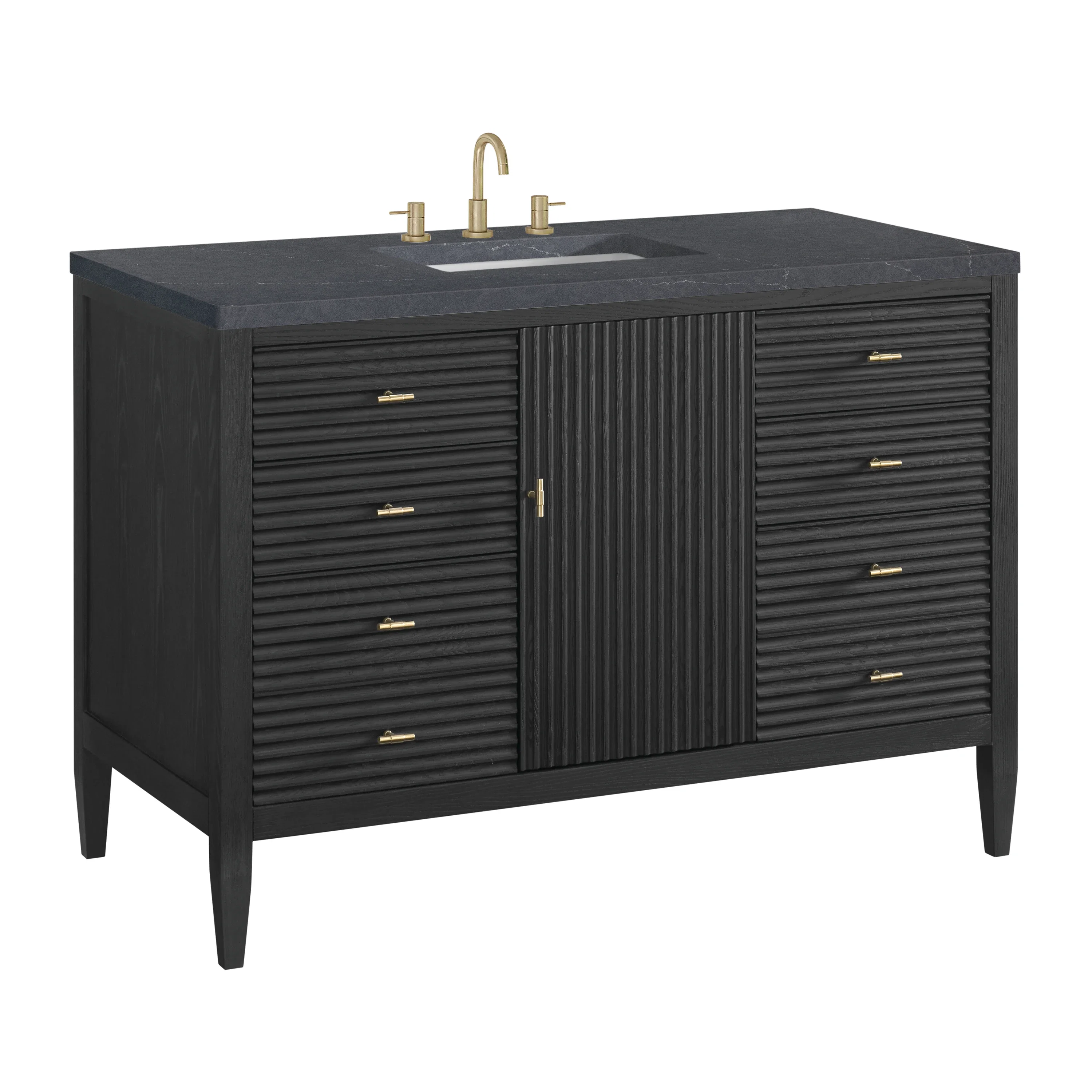 Myrrin 48" Single Vanity, Carbon Oak w/ 3 CM Charcoal Soapstone Silestone Top
