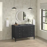 Myrrin 48" Single Vanity, Carbon Oak w/ 3 CM Charcoal Soapstone Silestone Top
