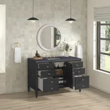 Myrrin 48" Single Vanity, Carbon Oak w/ 3 CM Charcoal Soapstone Silestone Top