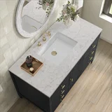 Myrrin 48" Single Vanity, Carbon Oak w/ 3 CM Eternal Jasmine Pearl Silestone Top