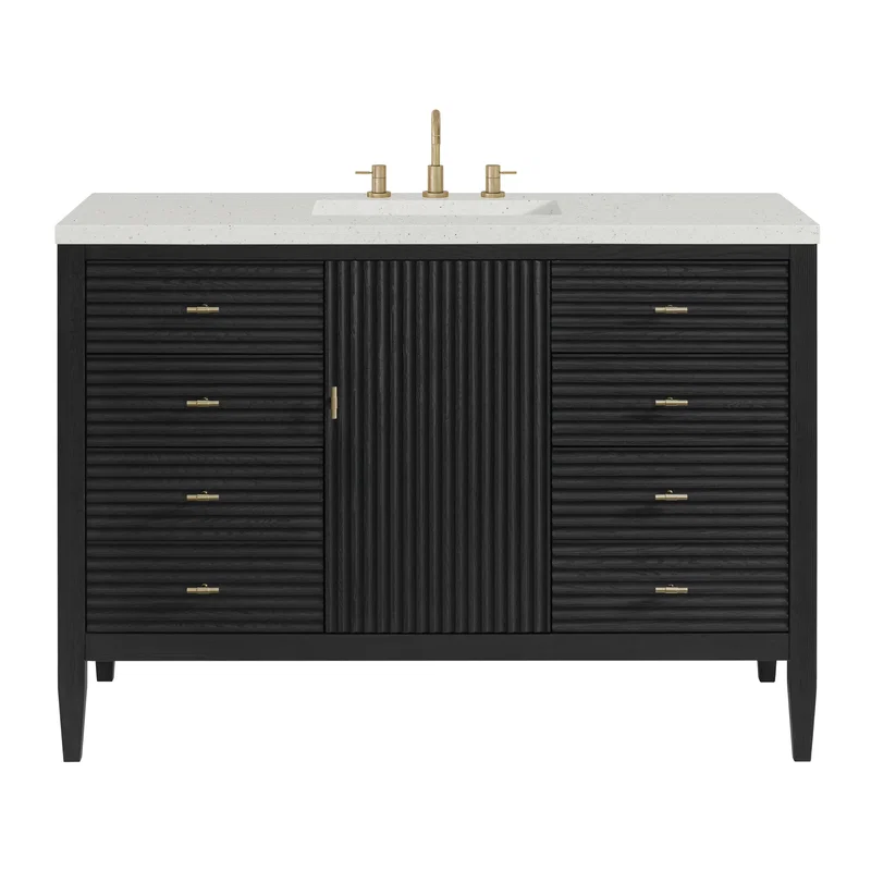 Myrrin 48" Single Vanity, Carbon Oak w/ 3 CM Lime Delight Silestone Top