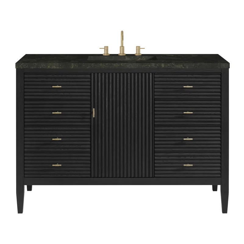 Myrrin 48" Single Vanity, Carbon Oak, w/ 3 CM Phantome Eclos Top