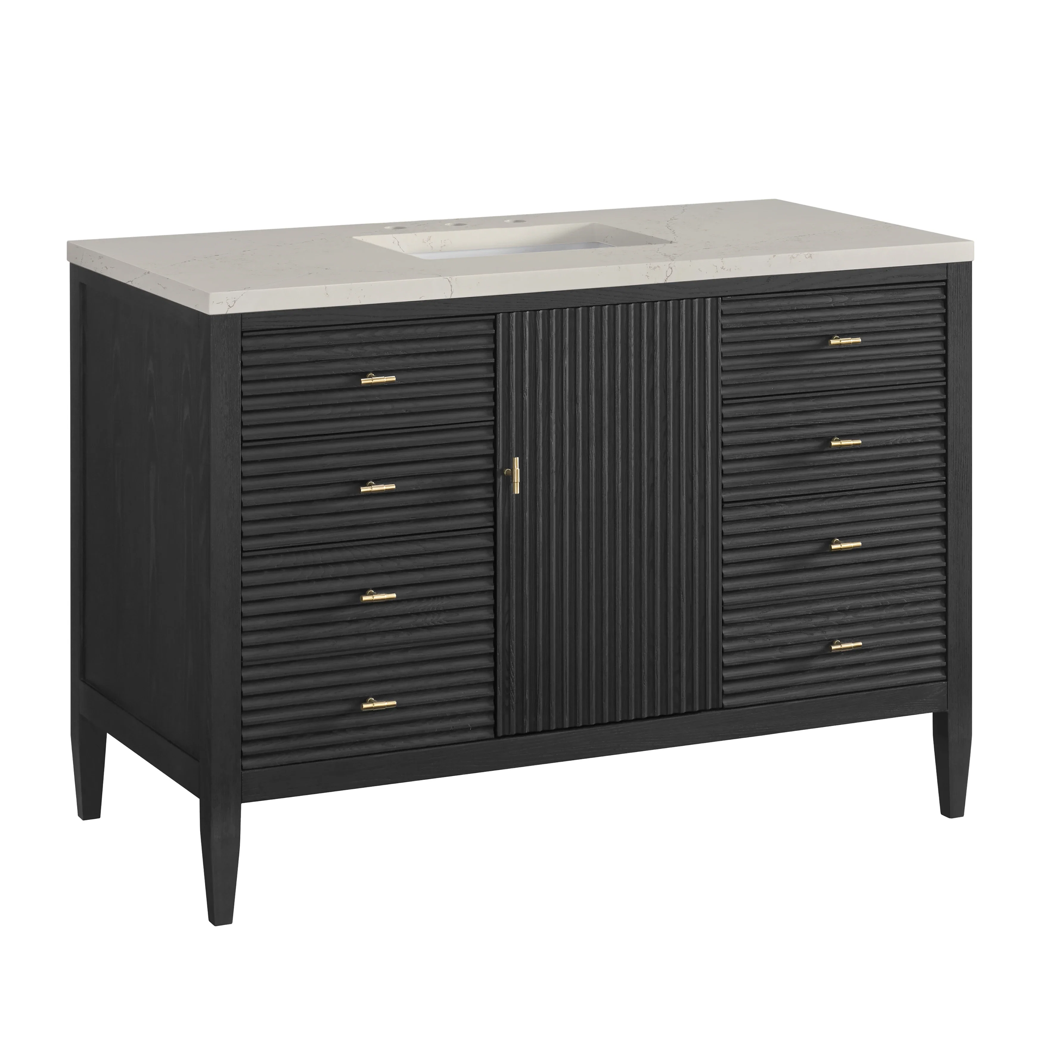 Myrrin 48" Single Vanity, Carbon Oak, w/ 3 CM Siberian Silestone Top