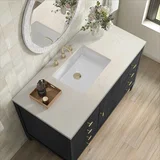 Myrrin 48" Single Vanity, Carbon Oak, w/ 3 CM Siberian Silestone Top