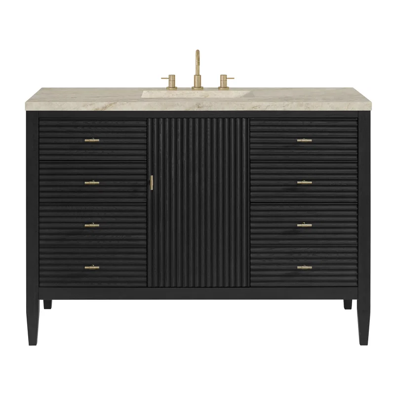 Myrrin 48" Single Vanity, Carbon Oak, w/ 3 CM Tajnar Eclos Top