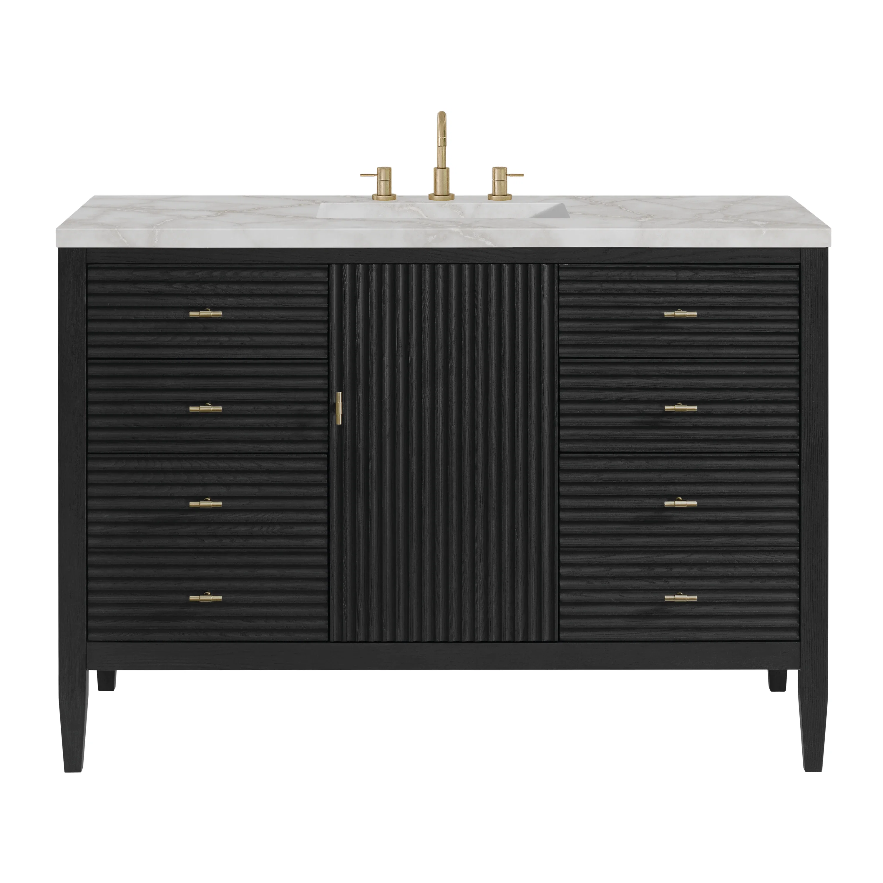 Myrrin 48" Single Vanity, Carbon Oak w/ 3 CM Victorian Silver Silestone Top