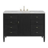 Myrrin 48" Single Vanity, Carbon Oak w/ 3 CM Victorian Silver Silestone Top