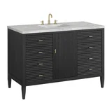 Myrrin 48" Single Vanity, Carbon Oak w/ 3 CM Victorian Silver Silestone Top
