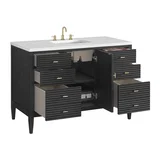 Myrrin 48" Single Vanity, Carbon Oak w/ 3 CM White Zeus Silestone Top