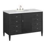 Myrrin 48" Single Vanity, Carbon Oak w/ 3 CM White Zeus Silestone Top