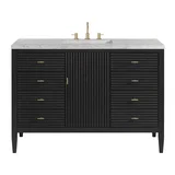 Myrrin 48" Single Vanity, Carbon Oak w/ 3 CM Eternal Jasmine Pearl Silestone Top w/FreePower Wireless Charger