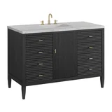Myrrin 48" Single Vanity, Carbon Oak w/ 3 CM Eternal Jasmine Pearl Silestone Top w/FreePower Wireless Charger