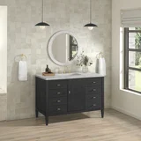Myrrin 48" Single Vanity, Carbon Oak w/ 3 CM Eternal Jasmine Pearl Silestone Top w/FreePower Wireless Charger