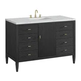 Myrrin 48" Single Vanity, Carbon Oak w/ 3 CM Ethereal Noctis Silestone Top w/FreePower Wireless Charger