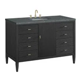 Myrrin 48" Single Vanity, Carbon Oak w/ 3 CM Parisien Bleu Silestone Top w/FreePower Wireless Charger