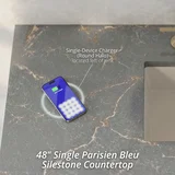 Myrrin 48" Single Vanity, Carbon Oak w/ 3 CM Parisien Bleu Silestone Top w/FreePower Wireless Charger