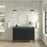 Myrrin 48" Single Vanity, Carbon Oak w/ 3 CM Parisien Bleu Silestone Top w/FreePower Wireless Charger