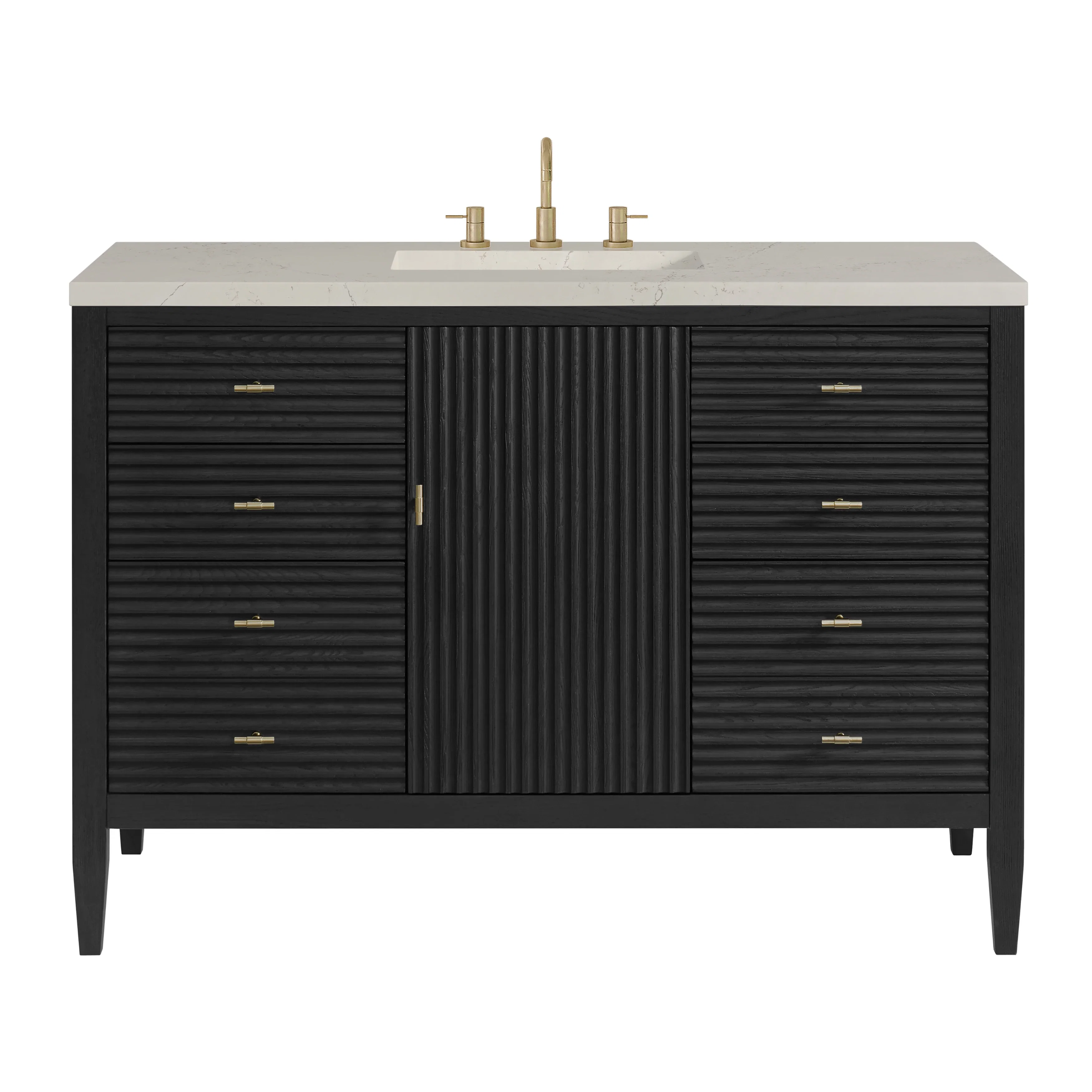 Myrrin 48" Single Vanity, Carbon Oak, w/ 3 CM Siberian Silestone Top w/FreePower Wireless Charger