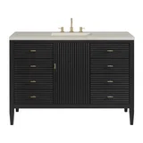 Myrrin 48" Single Vanity, Carbon Oak, w/ 3 CM Siberian Silestone Top w/FreePower Wireless Charger
