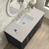 Myrrin 48" Single Vanity, Carbon Oak, w/ 3 CM Siberian Silestone Top w/FreePower Wireless Charger