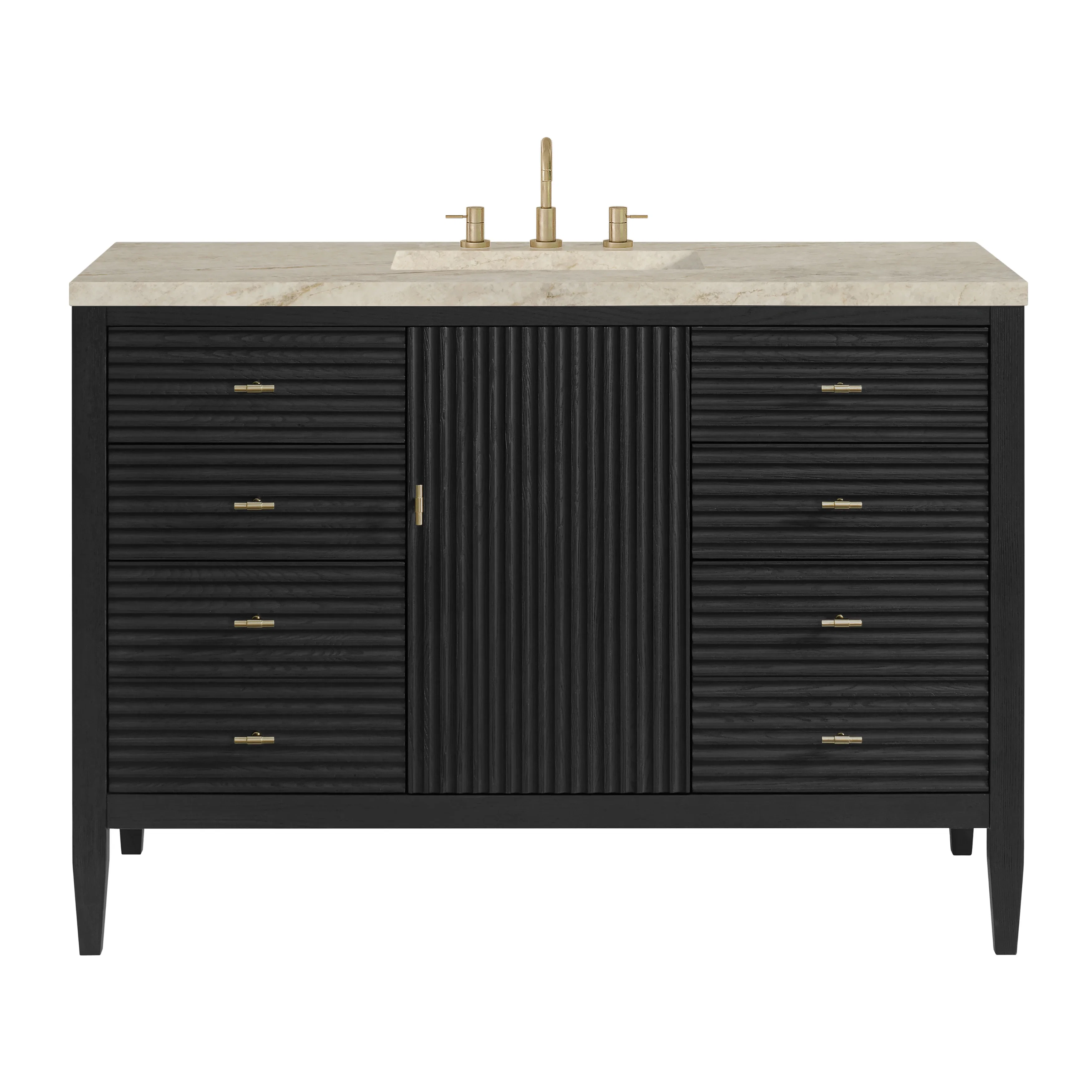 Myrrin 48" Single Vanity, Carbon Oak, w/ 3 CM Tajnar Eclos Top w/FreePower Wireless Charger