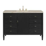 Myrrin 48" Single Vanity, Carbon Oak, w/ 3 CM Tajnar Eclos Top w/FreePower Wireless Charger