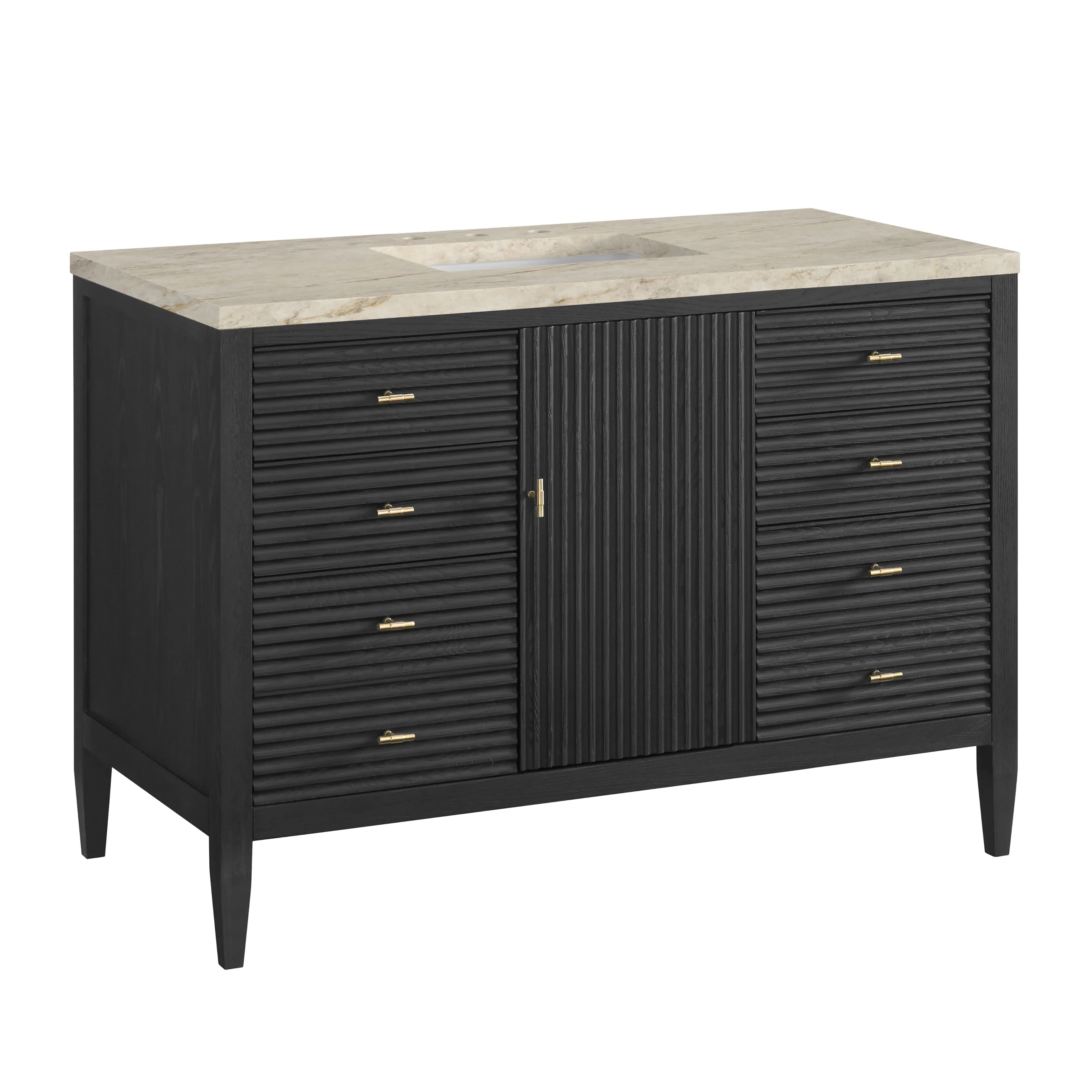 Myrrin 48" Single Vanity, Carbon Oak, w/ 3 CM Tajnar Eclos Top w/FreePower Wireless Charger