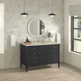 Myrrin 48" Single Vanity, Carbon Oak, w/ 3 CM Tajnar Eclos Top w/FreePower Wireless Charger