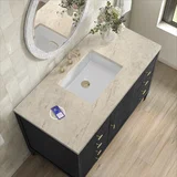 Myrrin 48" Single Vanity, Carbon Oak, w/ 3 CM Tajnar Eclos Top w/FreePower Wireless Charger