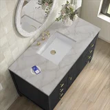 Myrrin 48" Single Vanity, Carbon Oak w/ 3 CM Victorian Silver Silestone Top w/FreePower Wireless Charger