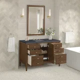 Myrrin 48" Single Vanity, Mid Century Walnut w/ 3 CM Charcoal Soapstone Silestone Top
