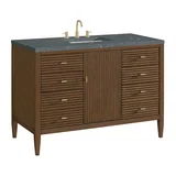 Myrrin 48" Single Vanity, Mid Century Walnut w/ 3 CM Parisien Bleu Silestone Top