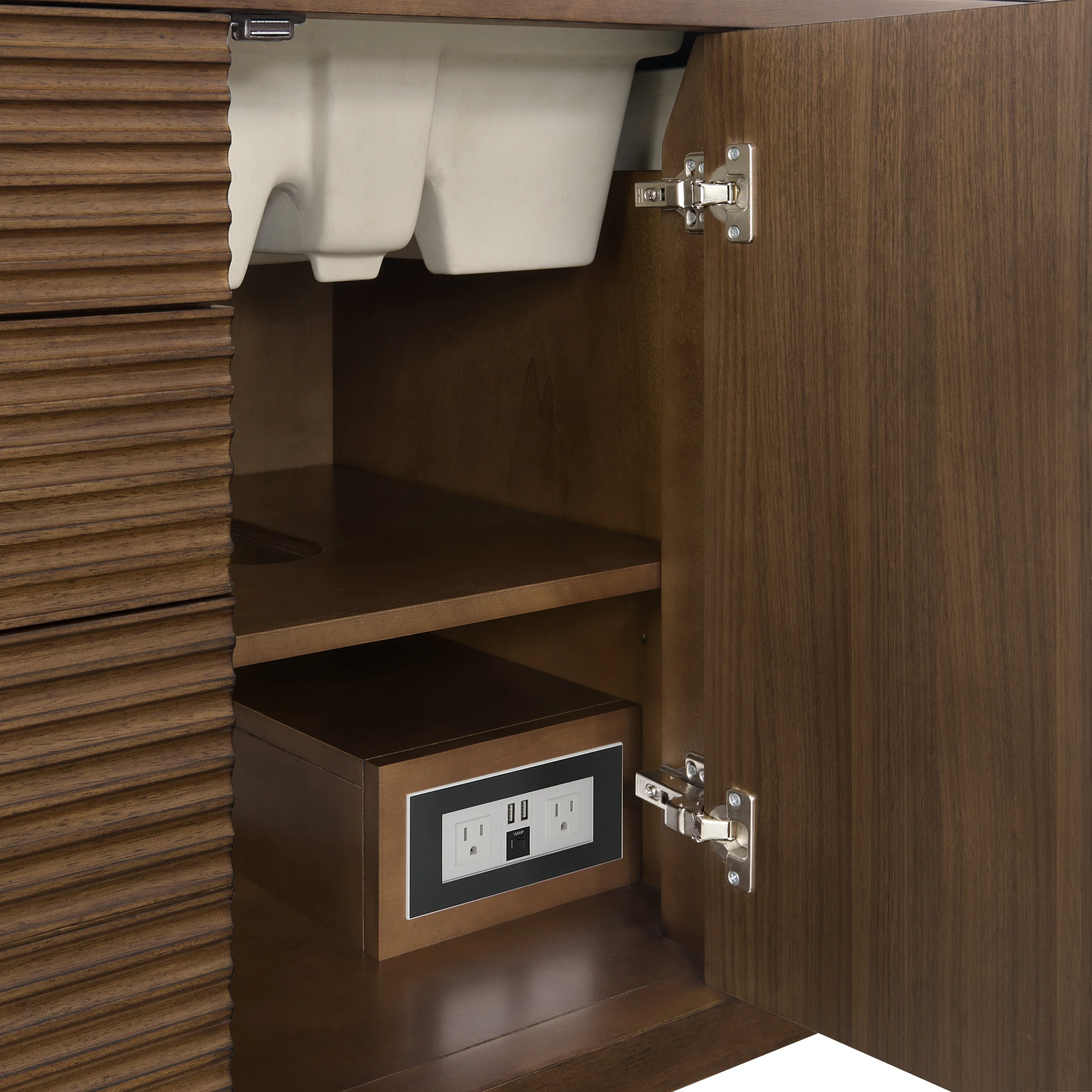 Myrrin 48" Single Vanity, Mid Century Walnut w/ 3 CM Parisien Bleu Silestone Top