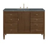 Myrrin 48" Single Vanity, Mid Century Walnut w/ 3 CM Parisien Bleu Silestone Top