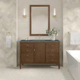 Myrrin 48" Single Vanity, Mid Century Walnut w/ 3 CM Parisien Bleu Silestone Top