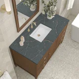 Myrrin 48" Single Vanity, Mid Century Walnut w/ 3 CM Parisien Bleu Silestone Top