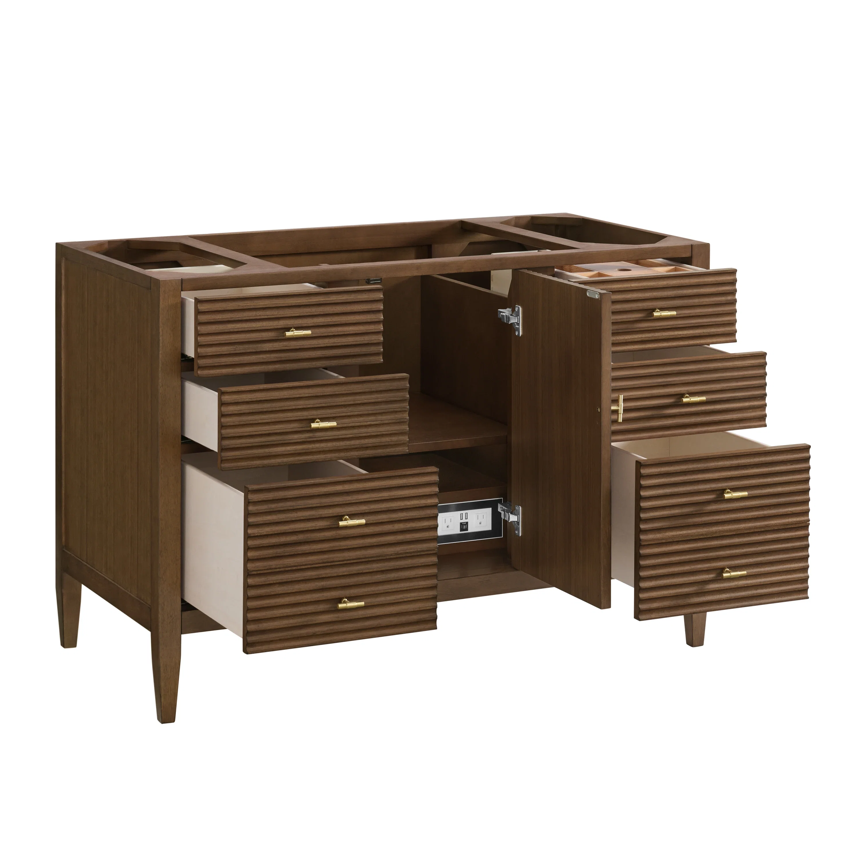 Myrrin 48" Single Vanity, Mid Century Walnut w/ 3 CM Parisien Bleu Silestone Top