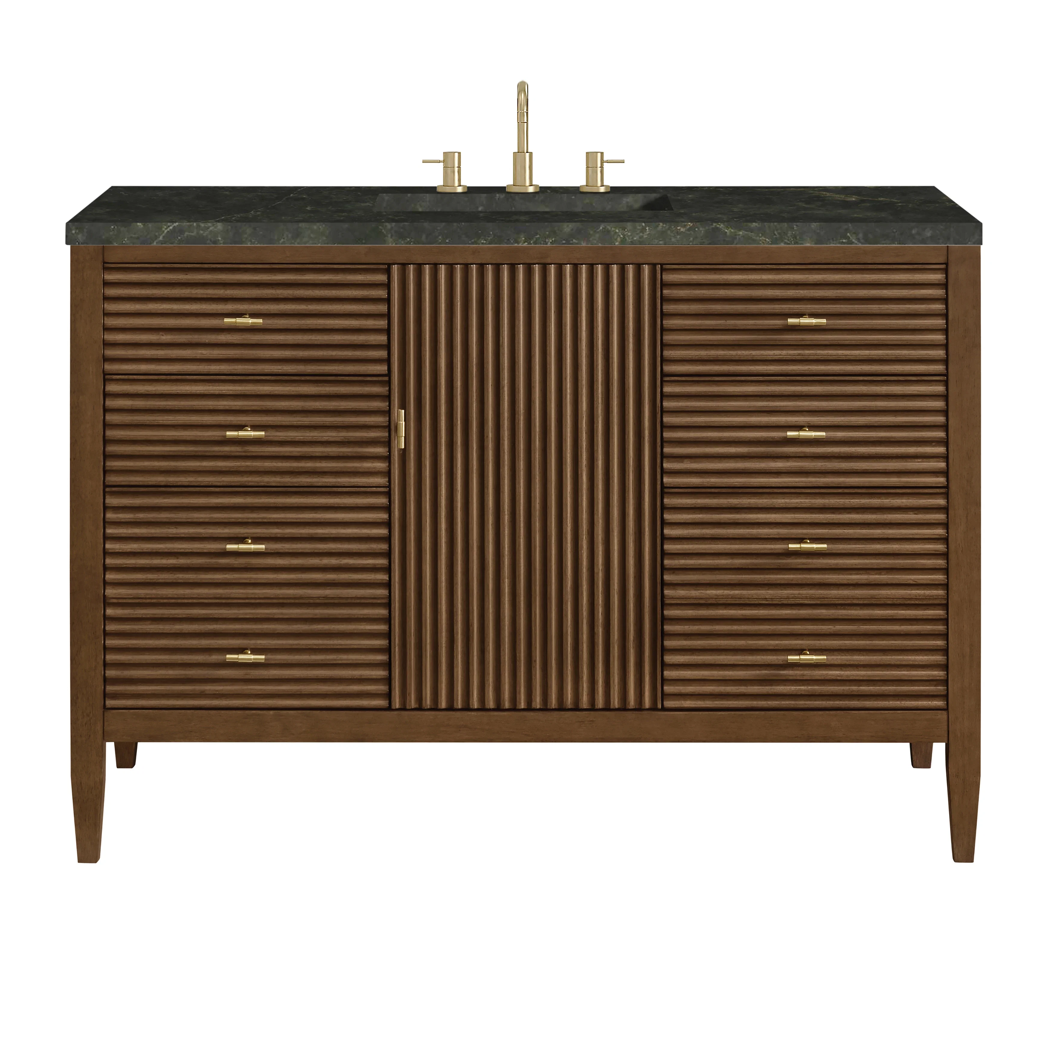 Myrrin 48" Single Vanity, Mid Century Walnut, w/ 3 CM Phantome Eclos Top