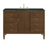 Myrrin 48" Single Vanity, Mid Century Walnut, w/ 3 CM Phantome Eclos Top