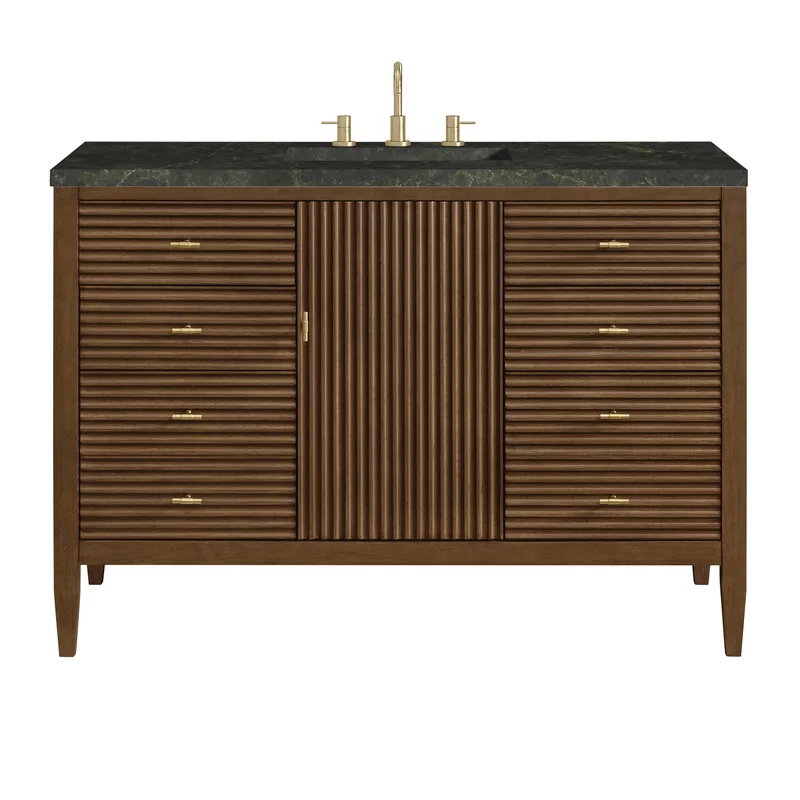 Myrrin 48" Single Vanity, Mid Century Walnut, w/ 3 CM Phantome Eclos Top