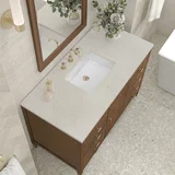 Myrrin 48" Single Vanity, Mid Century Walnut, w/ 3 CM Siberian Silestone Top