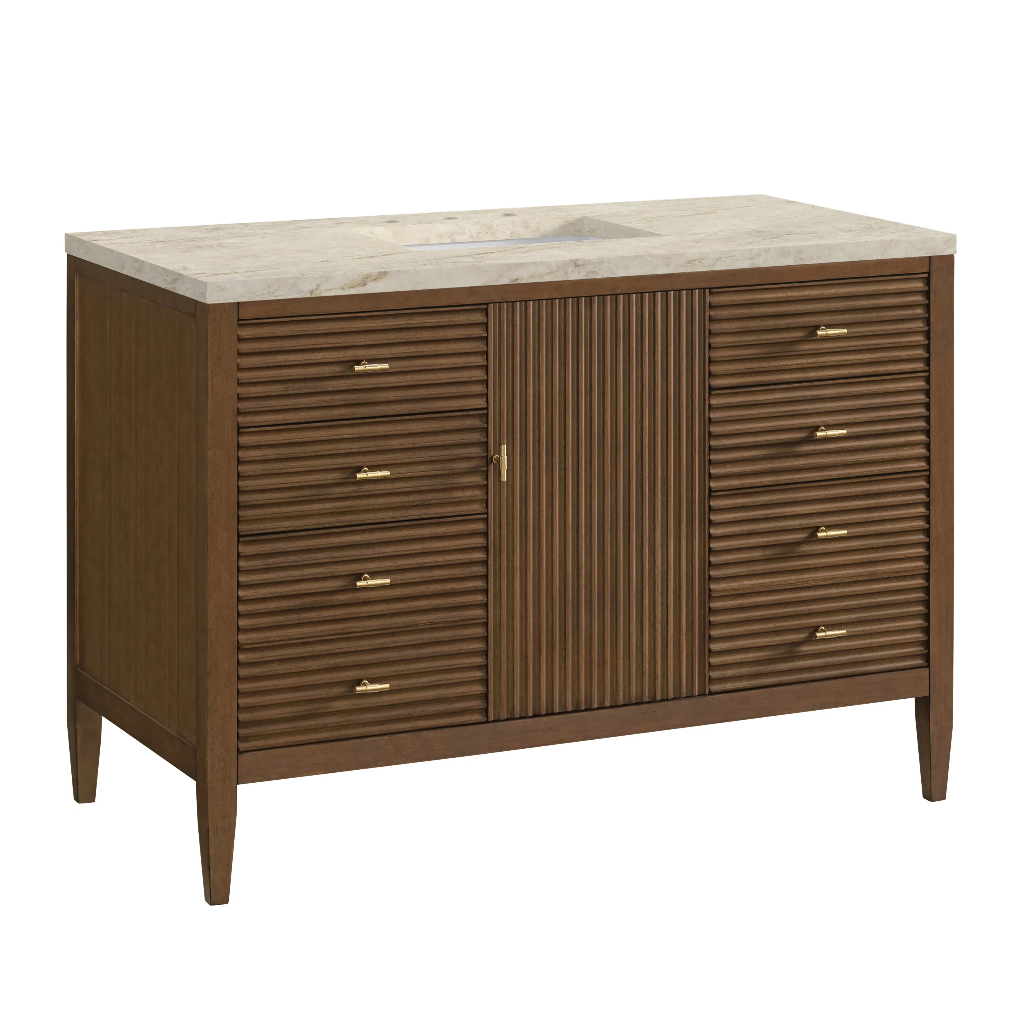 Myrrin 48" Single Vanity, Mid Century Walnut, w/ 3 CM Tajnar Eclos Top