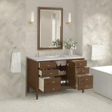 Myrrin 48" Single Vanity, Mid Century Walnut w/ 3 CM Victorian Silver Silestone Top